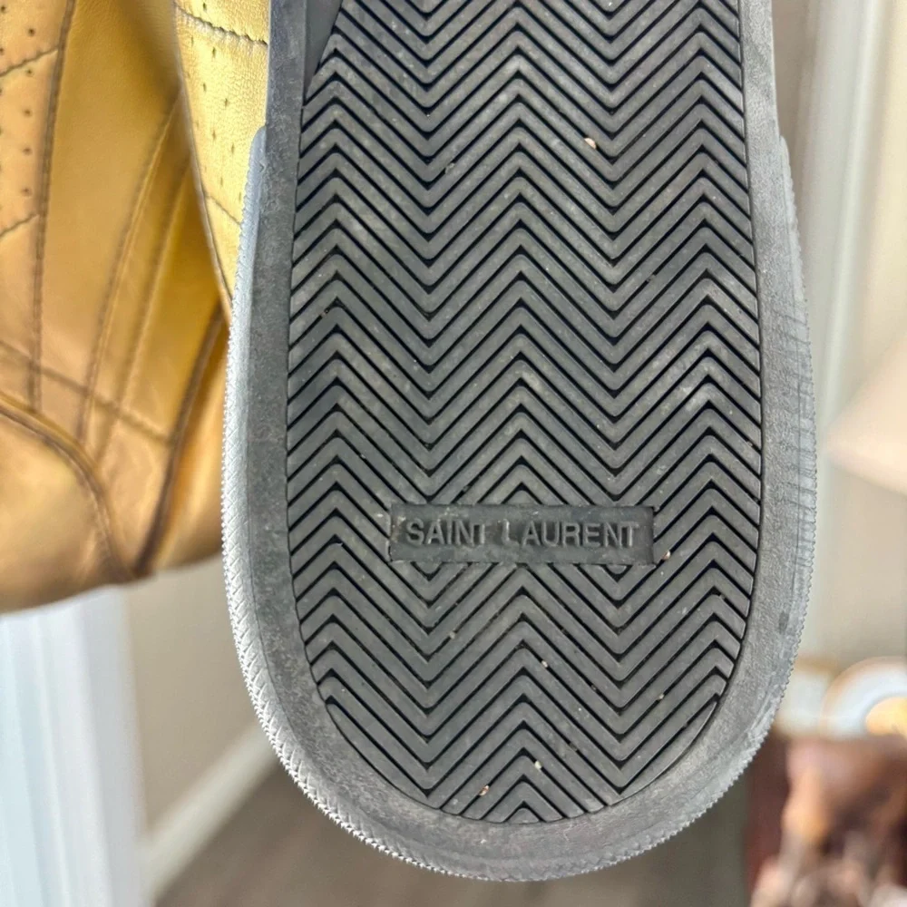 Saint Laurent Metallic Gold High-Tops with Black Details Sneakers Sz 41 US9.5-10